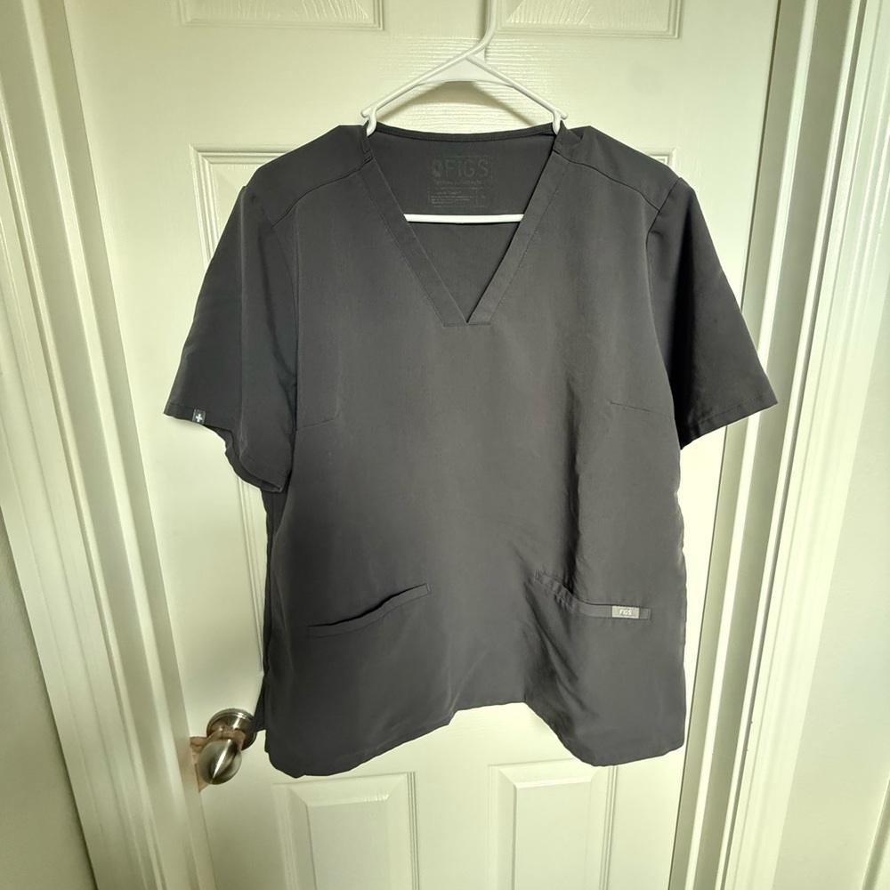 Figs Charcoal V-Neck Scrub Top